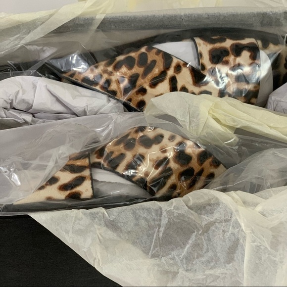 J. Crew NEW Leopard Calf Hair Cross Strap Sandals - Picture 7 of 8